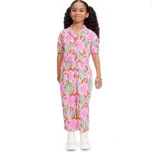 DVF for Target - Kids' Short Sleeve Flower Groove Red Jumpsuit (S 6/7)